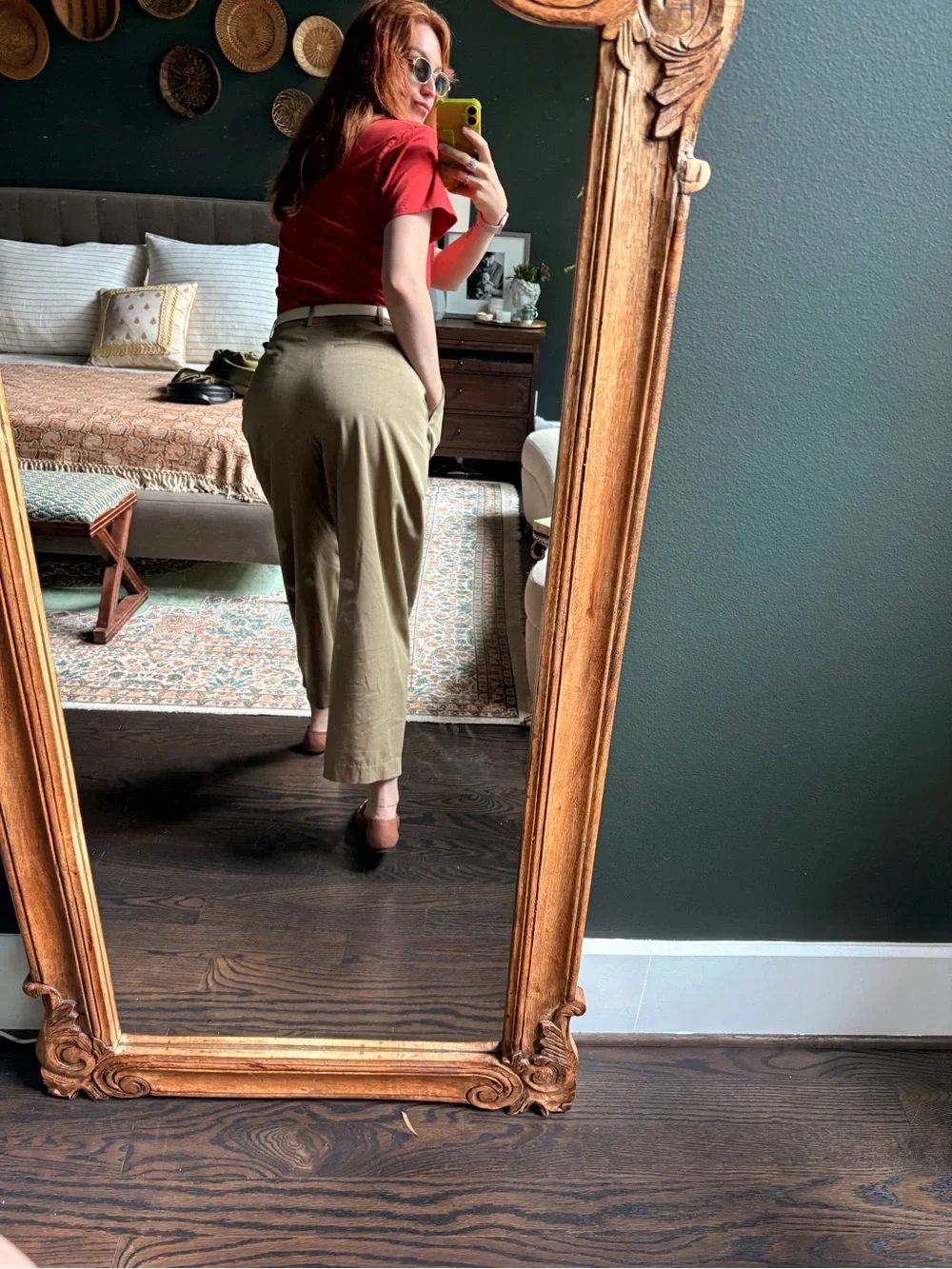Women’s Tibi Wide-Leg Wool Pleated Pants in Khaki - Picture 9 of 12
